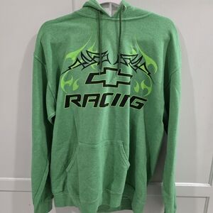 NOS Y2K GM Racing Tribal Hoodie Neon Green Adult Small